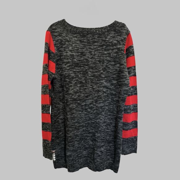 No Boundaries Christmas Sweater Cat Santa Hat Snowflake Holiday Size L 15-17 - Picture 2 of 9